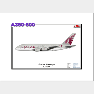 Airbus A380-800 - Qatar Airways (Art Print) Posters and Art